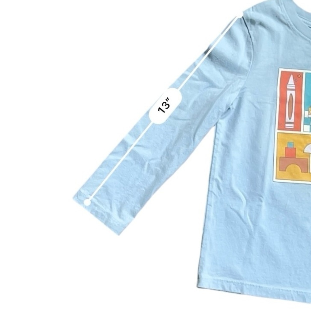 Cat & Jack casual play shirt top baby blue long sleeve graphic design Boys 5T - Picture 4 of 9